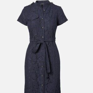 Banana Republic Lace Belted Shirtdress, Navy SIZE 4 Petite - NEW - no tags